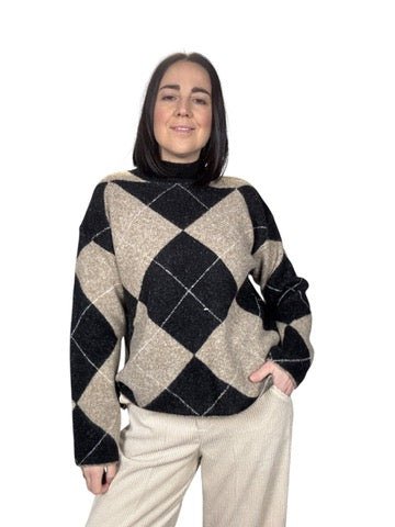 MAGLIA MORBIDOSA A ROMBI (OVER) SUSY MIX - XE BLU ABBIGLIAMENTO