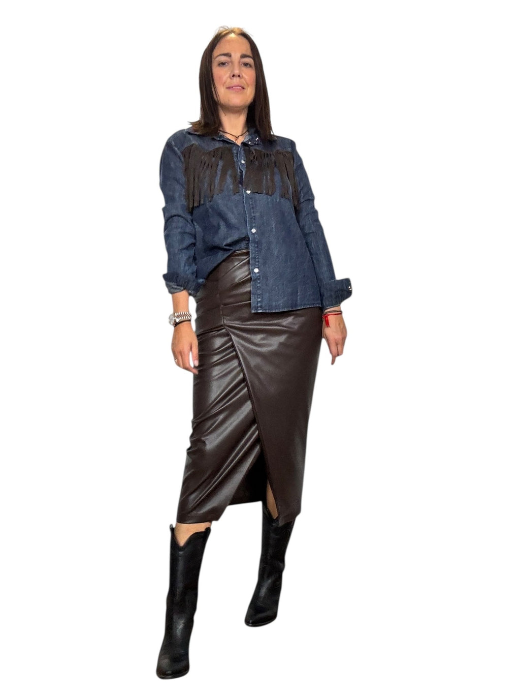 GONNA A TUBINO IN ECOPELLE SUSY MIX - XE BLU ABBIGLIAMENTO