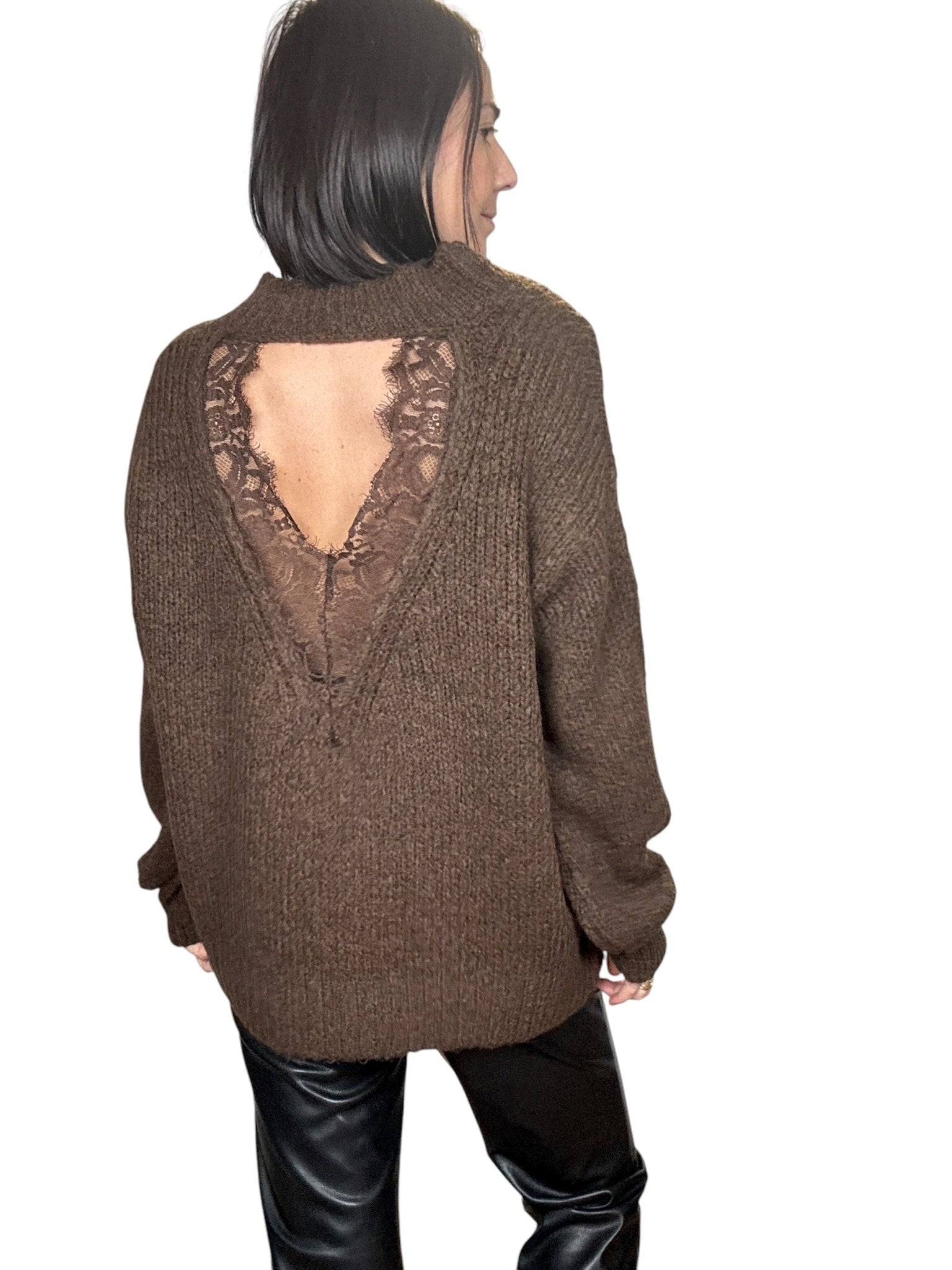 MAXI MAGLIA CON INSERTO IN PIZZO DIXIE - XE BLU ABBIGLIAMENTO