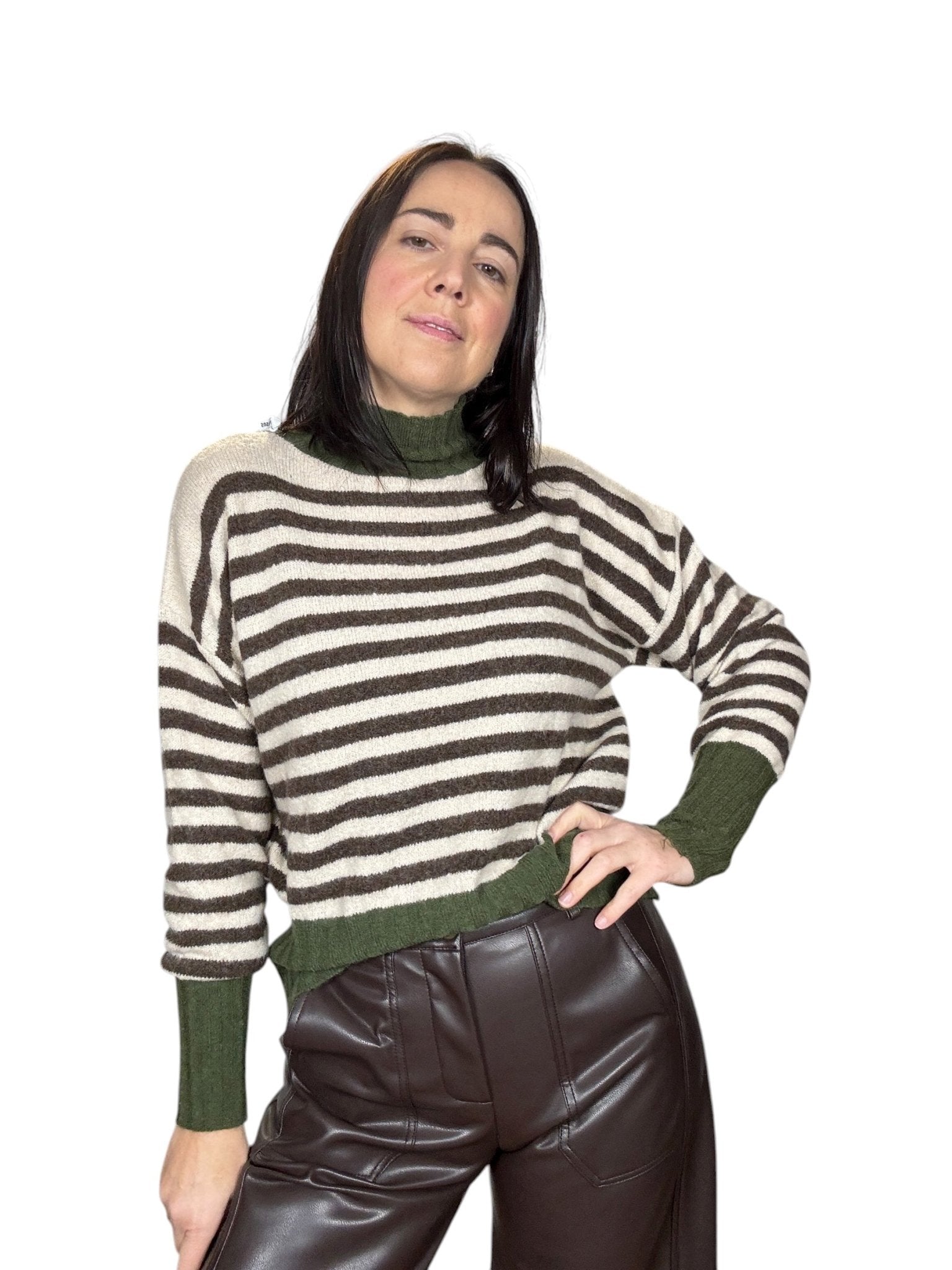 MAGLIA RIGATA COLLO A LUPETTO SUSY MIX - XE BLU ABBIGLIAMENTO