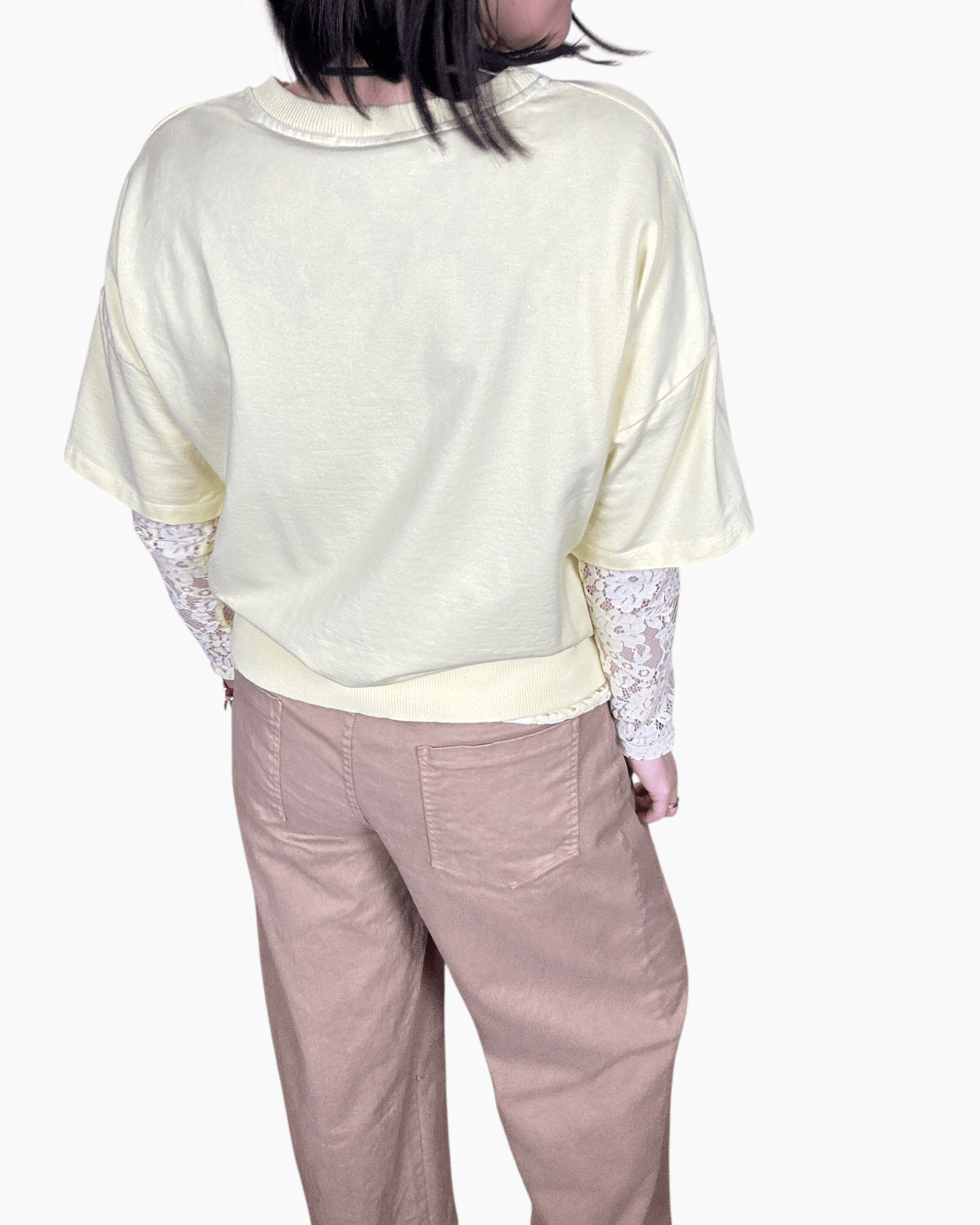 FELPA INSERTO IN PIZZO SUSY MIX - XE BLU ABBIGLIAMENTO