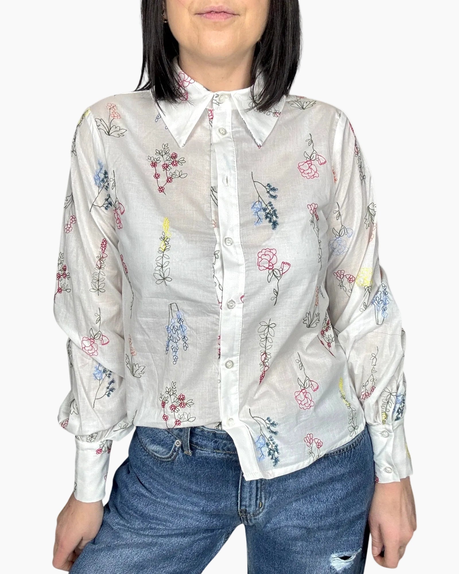 CAMICIA RICAMATA VICOLO - XE BLU ABBIGLIAMENTO