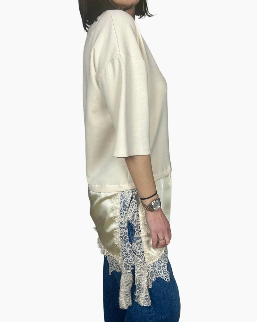 FELPA INSERTO LINGERIE A MANICA CORTA HAVEONE - XE BLU ABBIGLIAMENTO