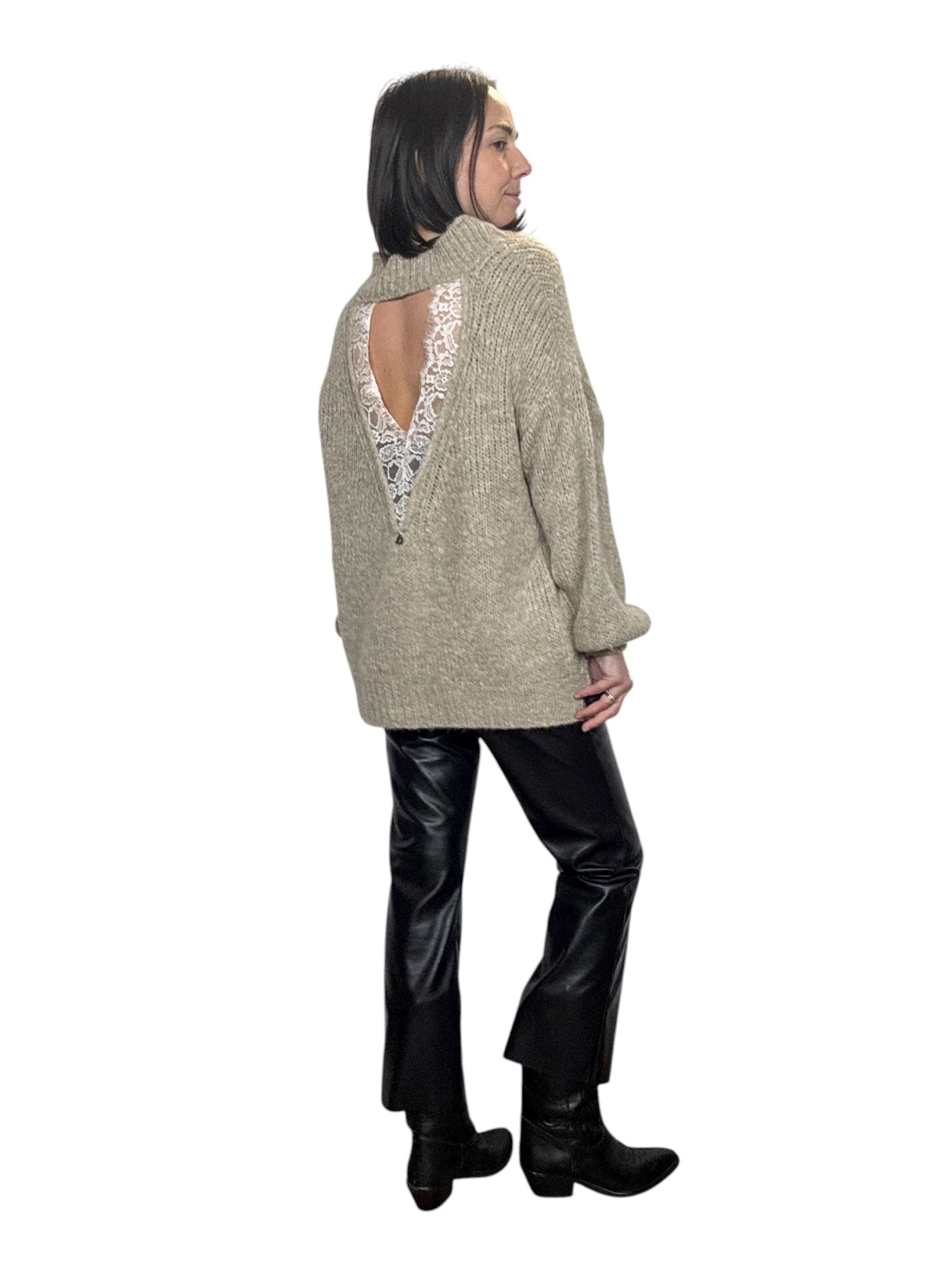 MAXI MAGLIA CON INSERTO IN PIZZO DIXIE - XE BLU ABBIGLIAMENTO