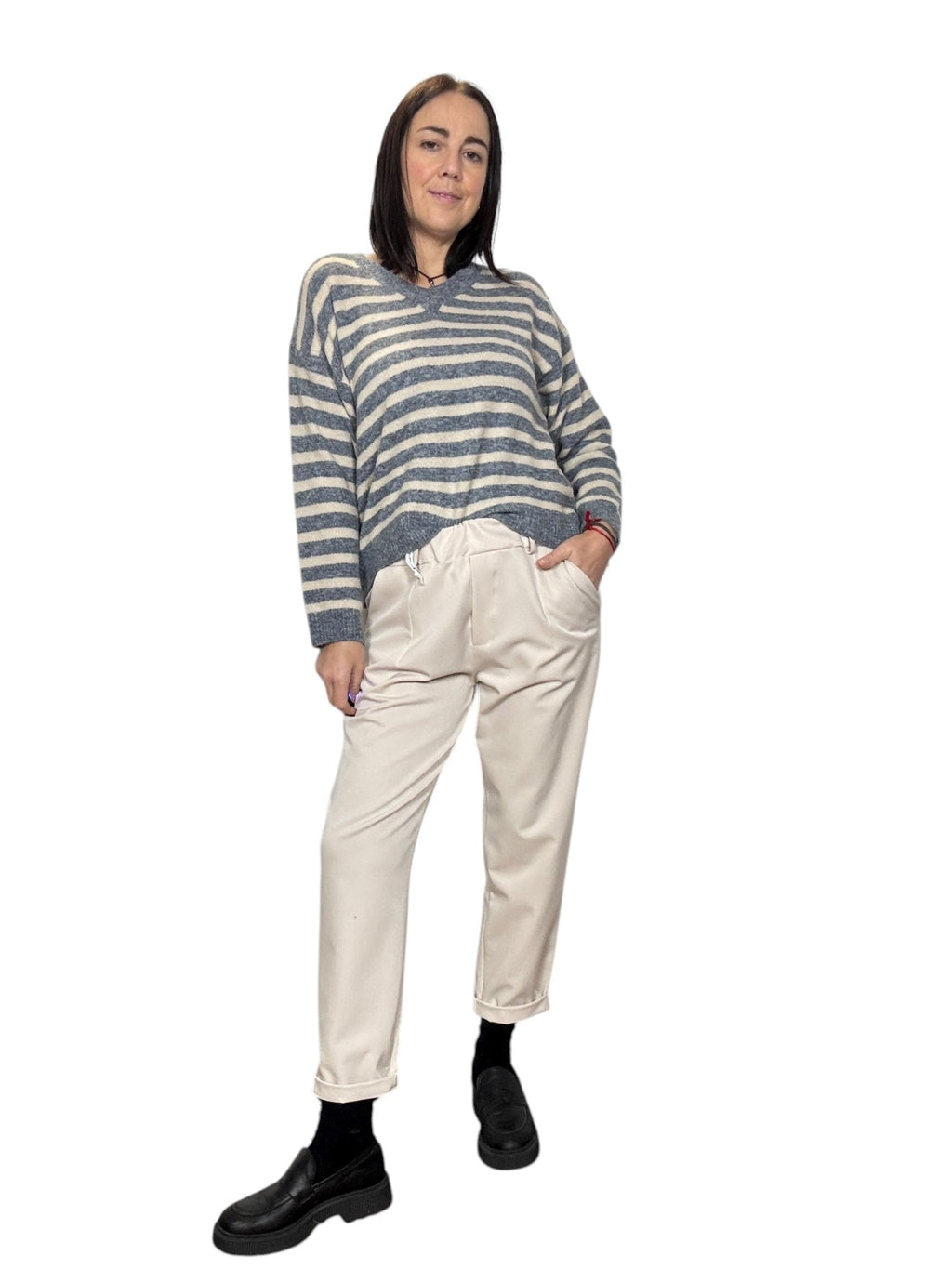 PANTALONE CON ELASTICO IN VITA SUSY MIX - XE BLU ABBIGLIAMENTO