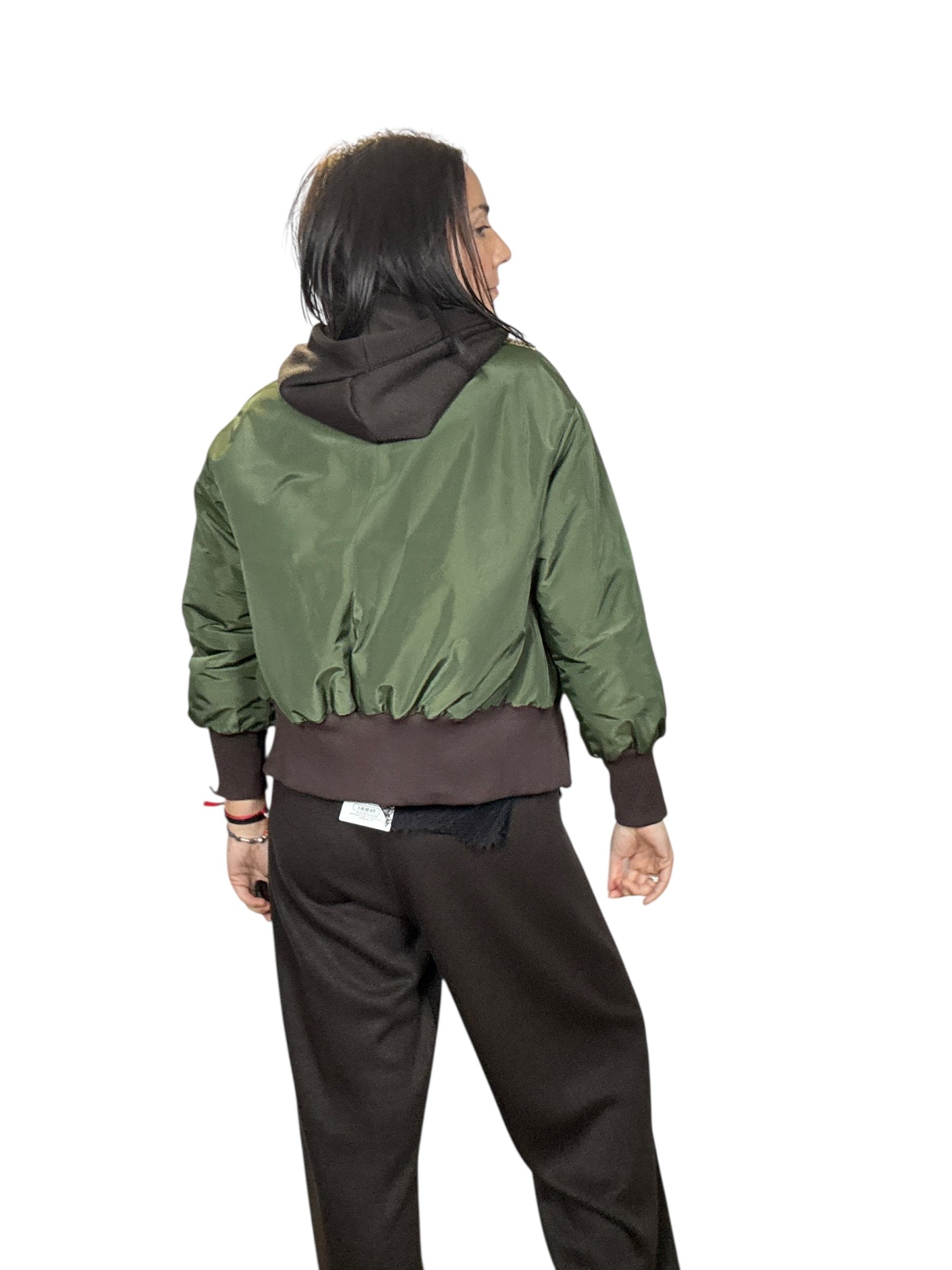 BOMBER VERDE CON INSERTO IN PIEDE POULE SUSY MIX