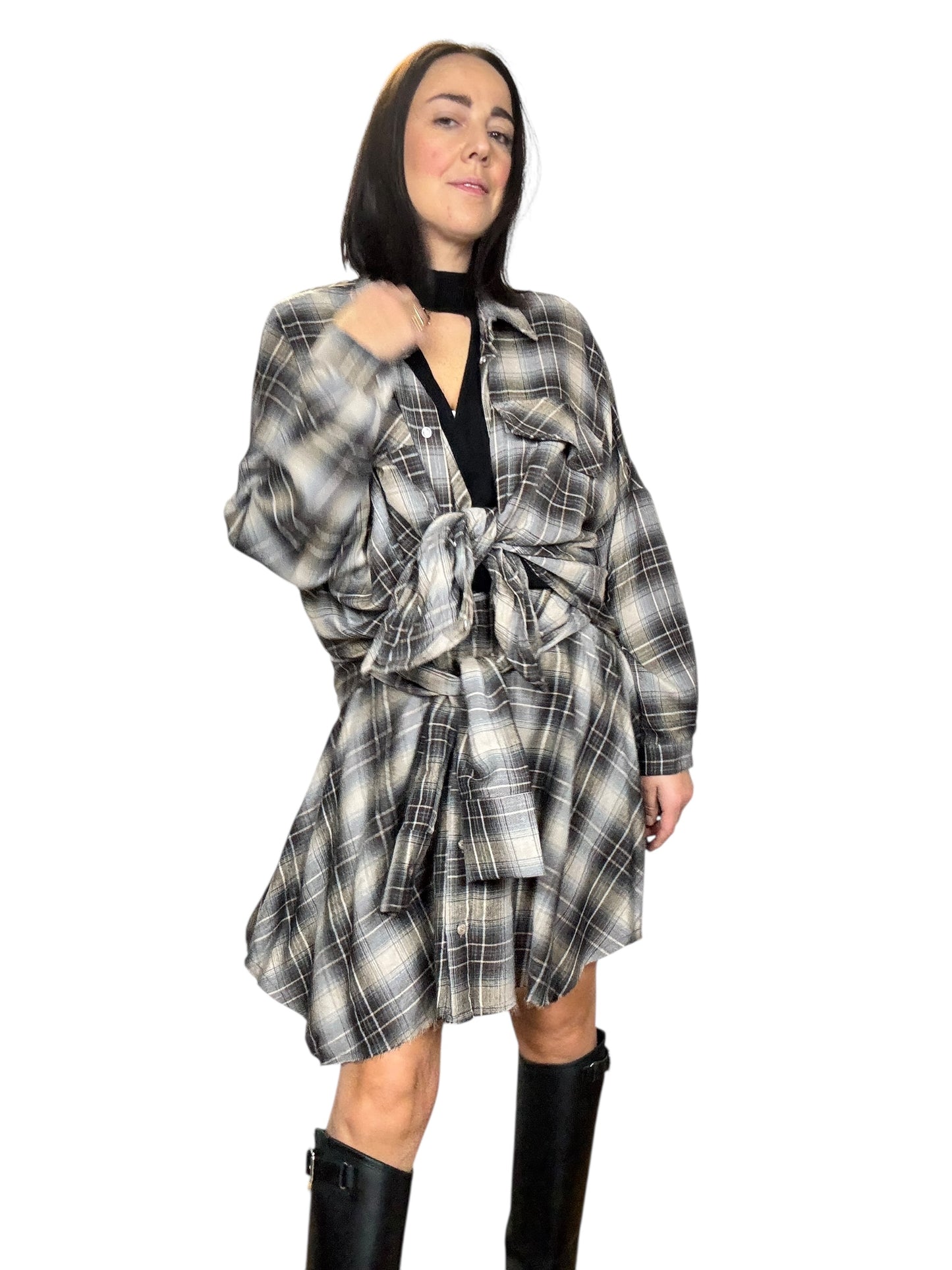 CAMICIA CHECK GRIGIO-MARRONE DIXIE