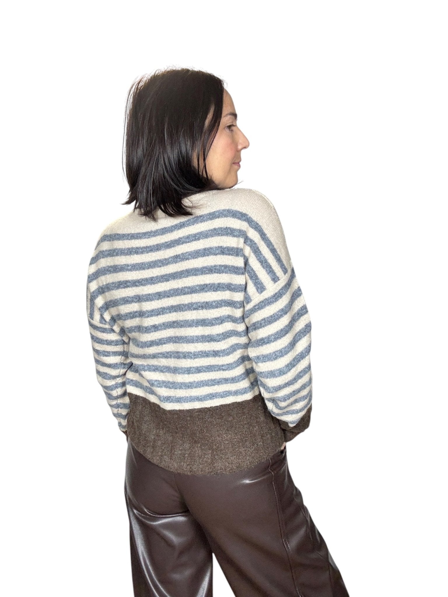 MAGLIA RIGATA COLLO A LUPETTO SUSY MIX - XE BLU ABBIGLIAMENTO