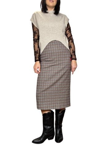 GONNA A TUBINO PIEDE POULE VICOLO - XE BLU ABBIGLIAMENTO