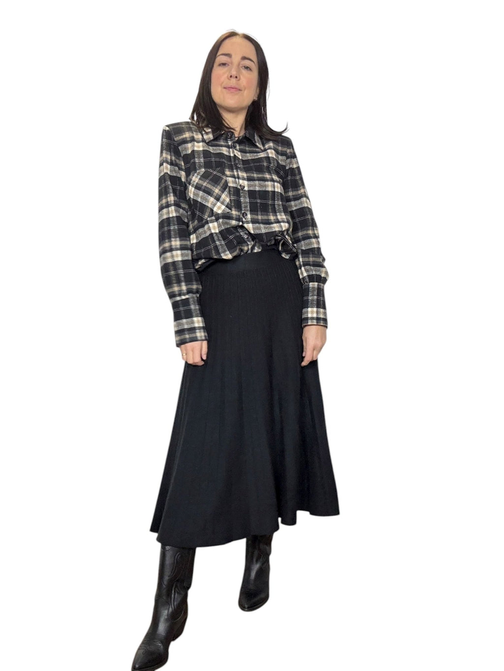 CAMICIA CHECK CROPPED SUSY MIX - XE BLU ABBIGLIAMENTO