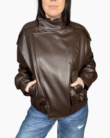 BOMBER IN ECOPELLE VICOLO - XE BLU ABBIGLIAMENTO