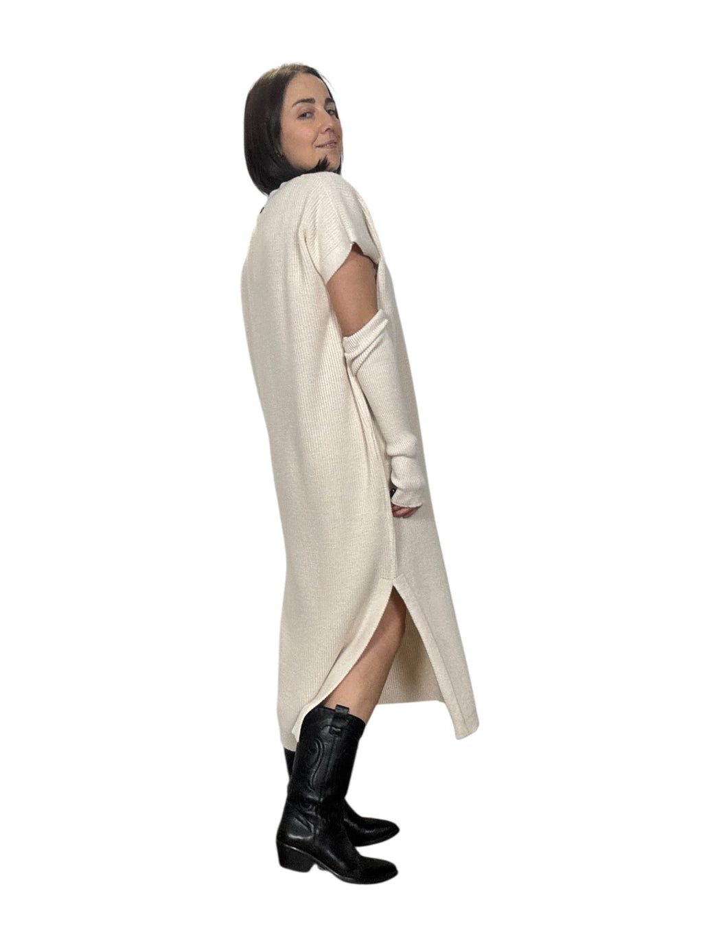 ABITO MIDI SMANICATO CON MANICOTTO DIXIE - XE BLU ABBIGLIAMENTO