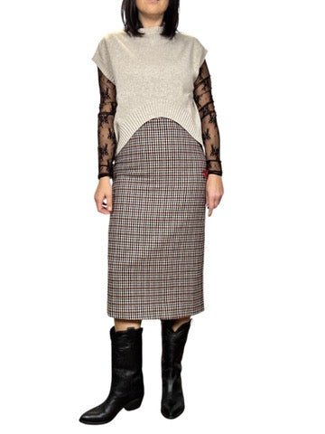 GONNA A TUBINO PIEDE POULE VICOLO - XE BLU ABBIGLIAMENTO