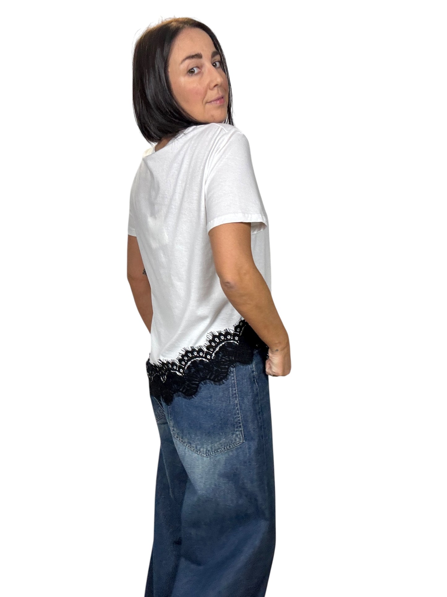 T-SHIRT INSERTO PIZZO TENSIONE IN