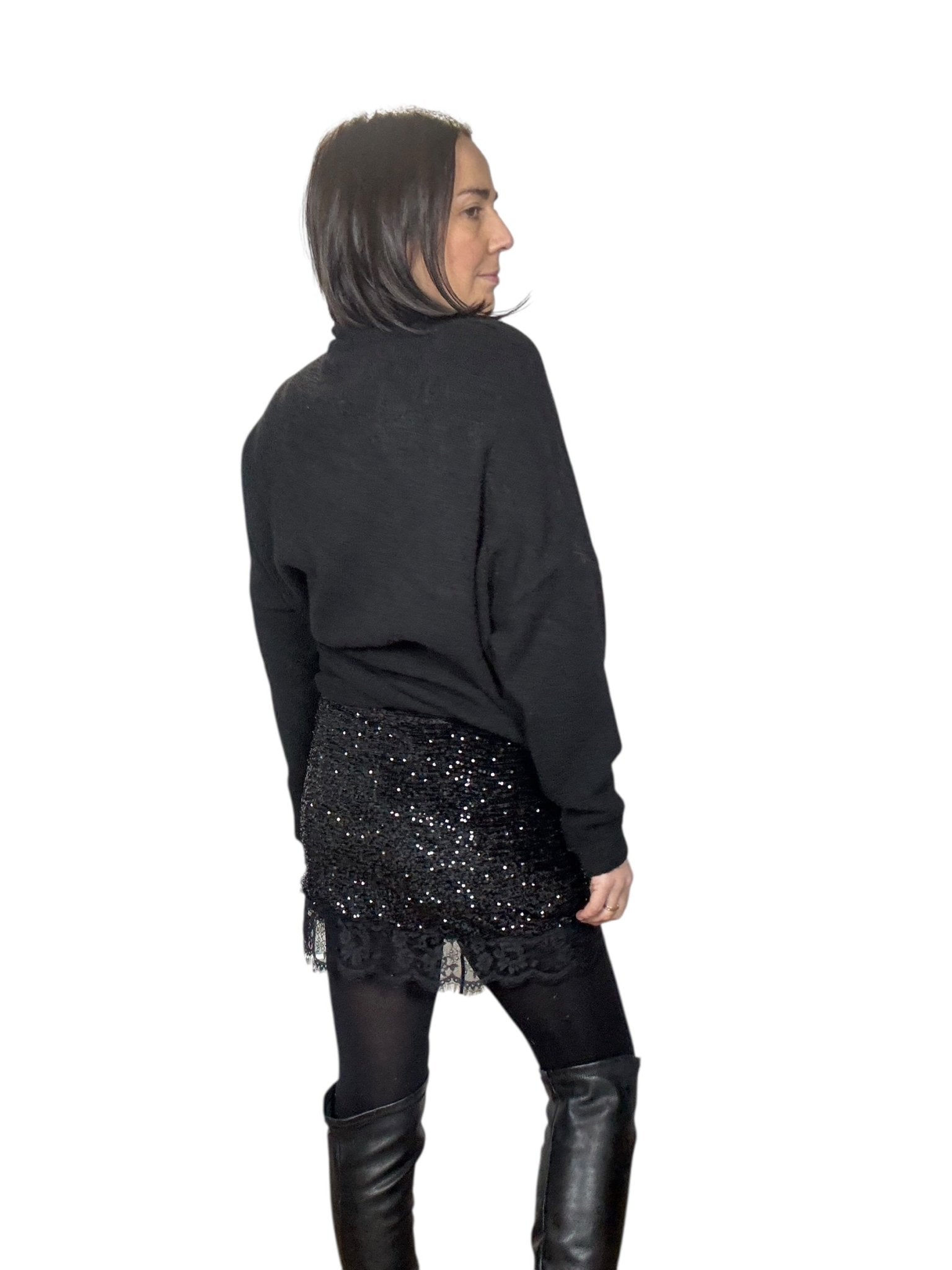 MINIGONNA CON PAILLETTES SUSY MIX - XE BLU ABBIGLIAMENTO