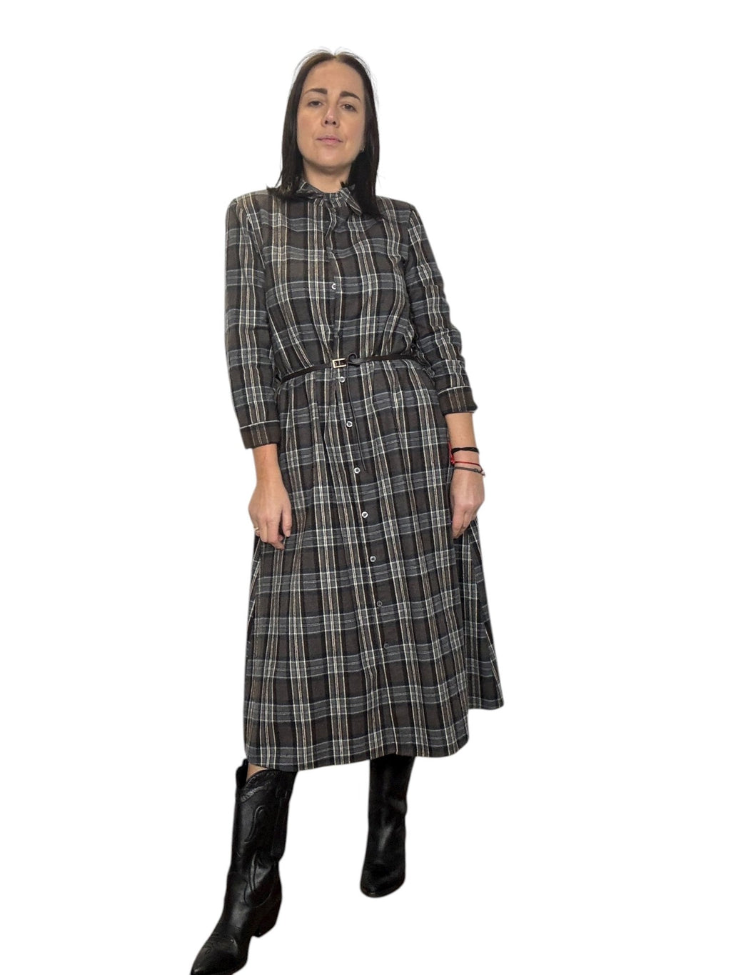 ABITO CHEMISIER CHECK GRIGIO SUSY MIX - XE BLU ABBIGLIAMENTO