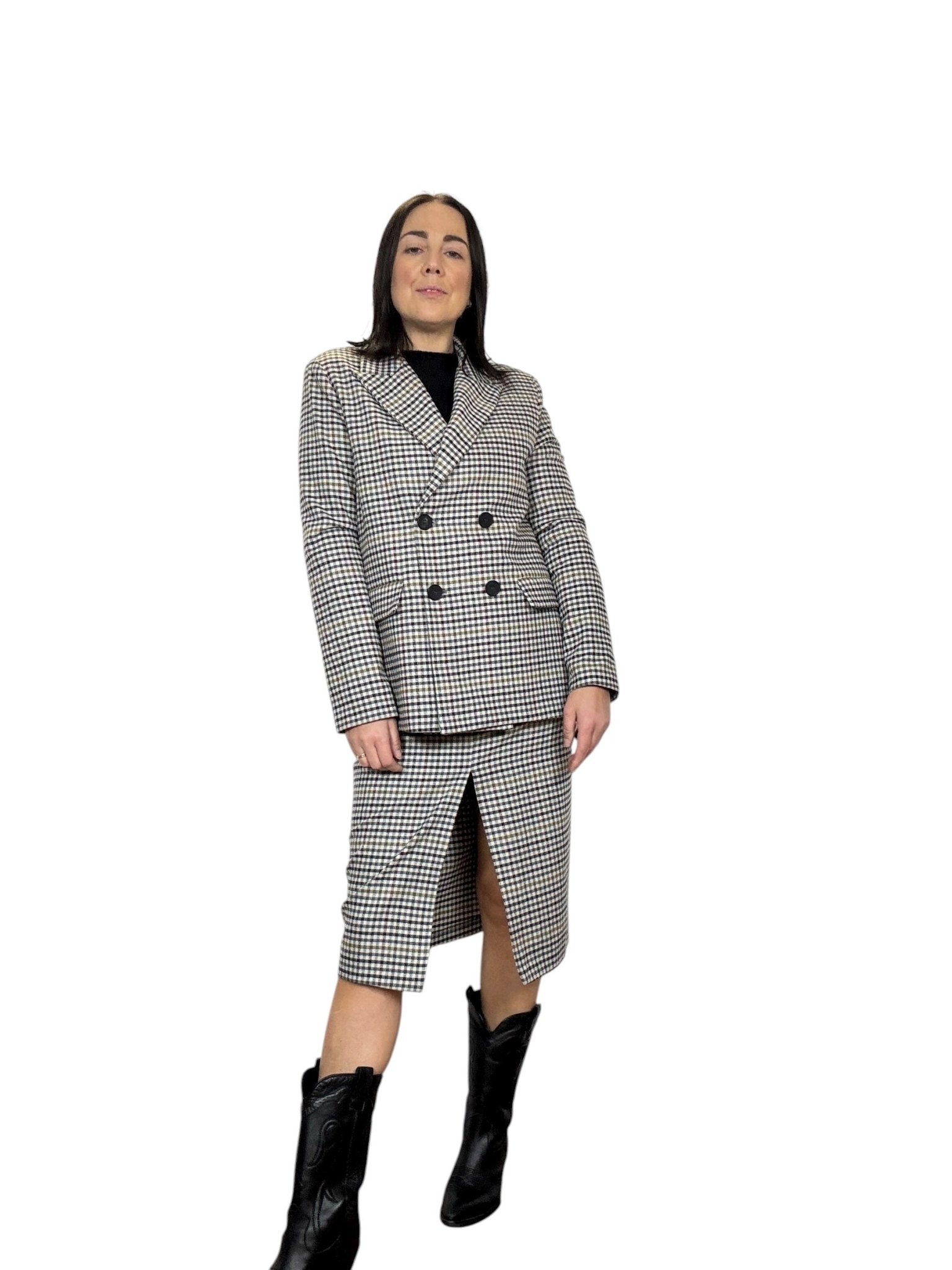 GIACCA DOPPIOPETTO A QUADRETTI TENSIONE IN - XE BLU ABBIGLIAMENTO