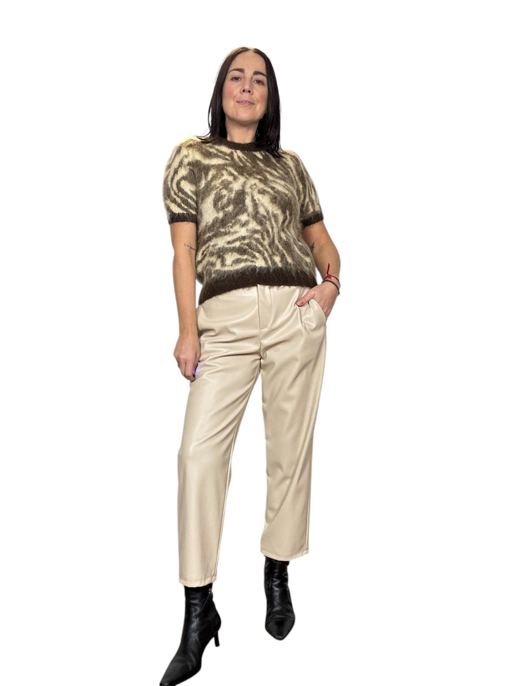 PANTALONE A UOVO IN ECOPELLE VICOLO - XE BLU ABBIGLIAMENTO