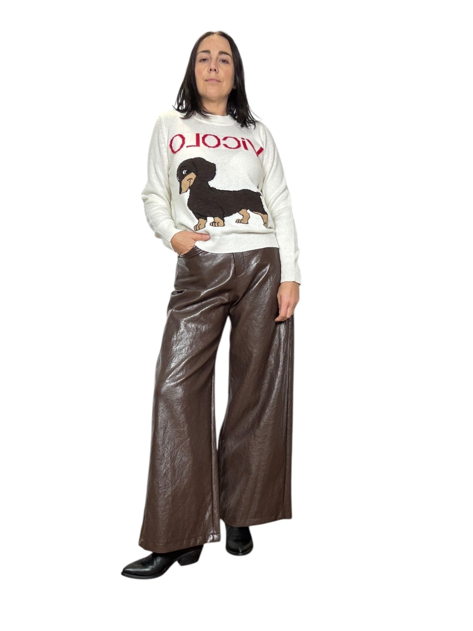 PANTALONE GIUSY IN ECOPELLE TENSIONE IN - XE BLU ABBIGLIAMENTO