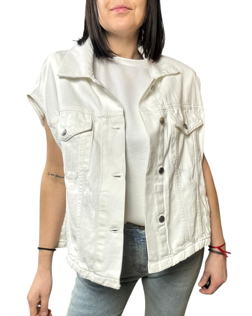 GILET IN JEANS SUSY MIX - XE BLU ABBIGLIAMENTO