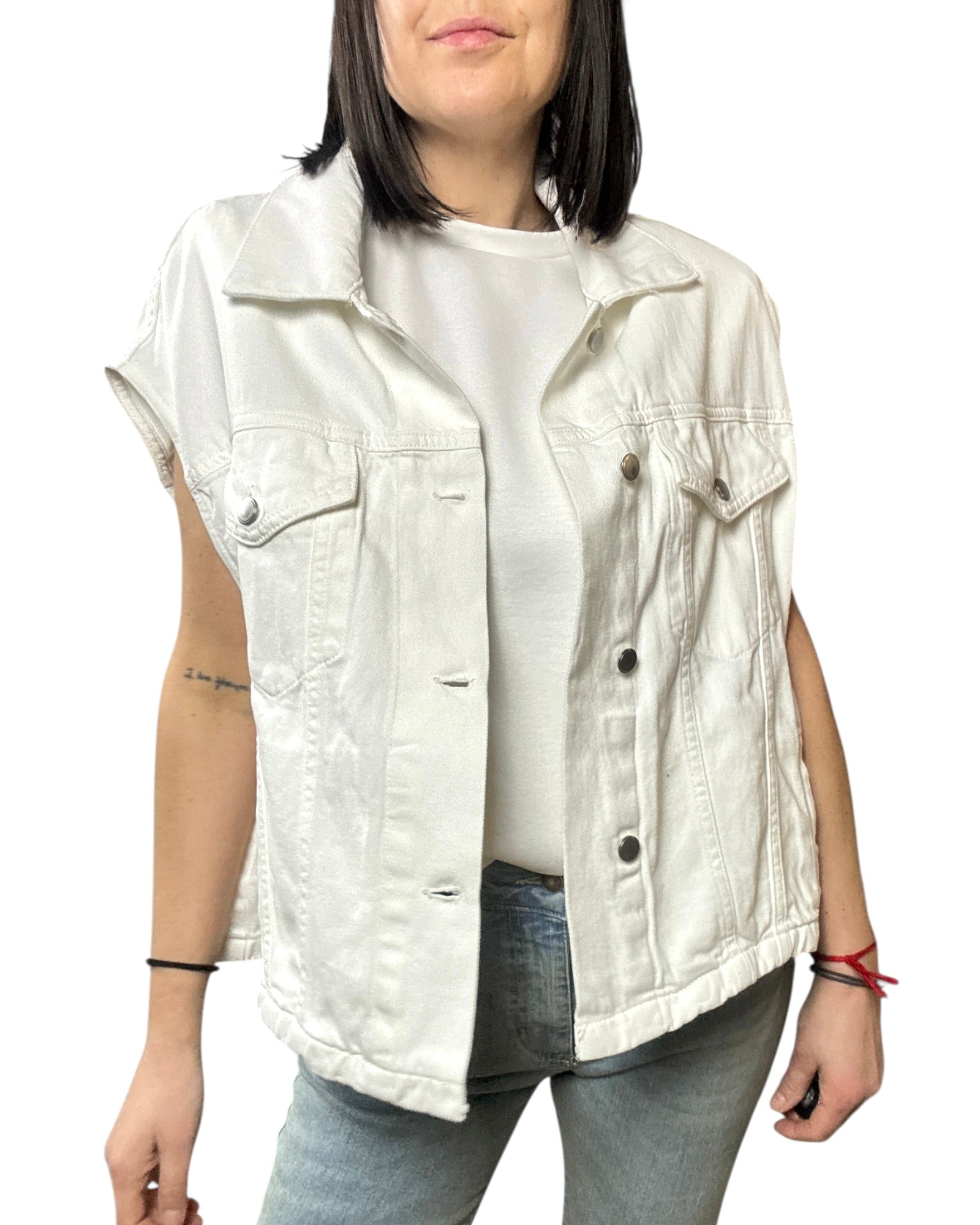 GILET IN JEANS SUSY MIX - XE BLU ABBIGLIAMENTO