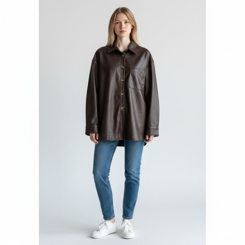 GIACCA-CAMICIA FRANGE IN ECOPELLE SUSY MIX