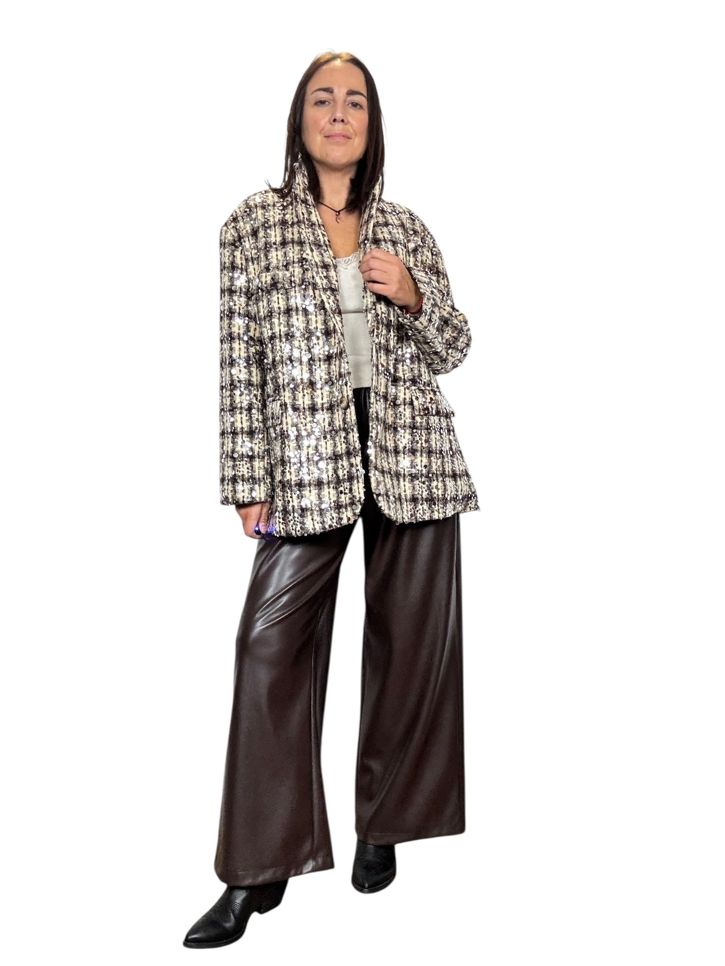 GIACCA CHECK CON PAILLETTES SUSY MIX