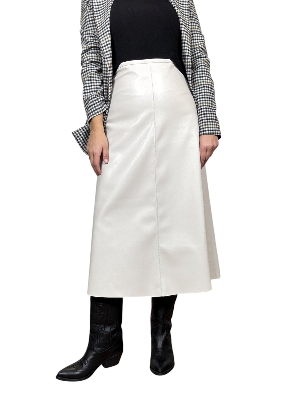 GONNA IN ECOPELLE SVASATA TENSIONE IN - XE BLU ABBIGLIAMENTO