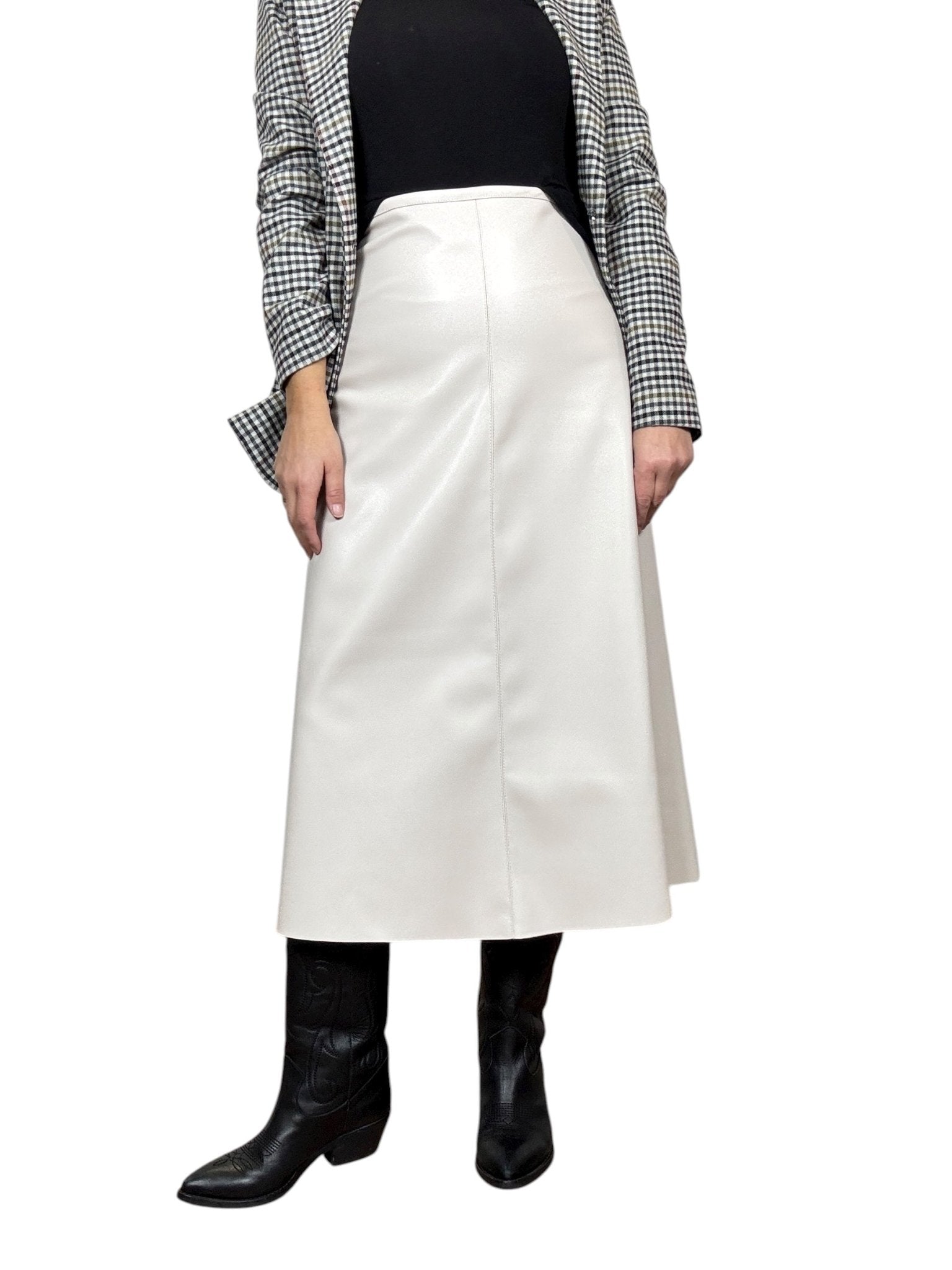 GONNA IN ECOPELLE SVASATA TENSIONE IN - XE BLU ABBIGLIAMENTO