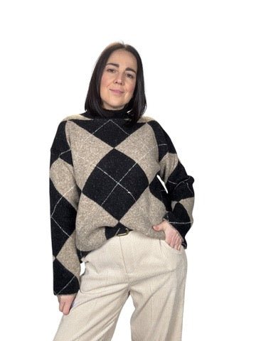 MAGLIA MORBIDOSA A ROMBI (OVER) SUSY MIX - XE BLU ABBIGLIAMENTO