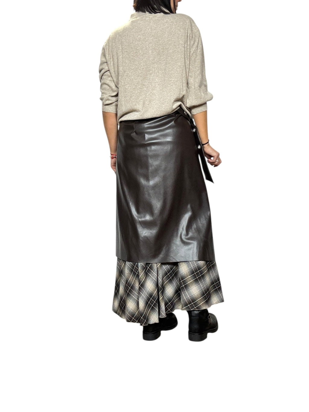 GONNA DOPPIA CHECK+ECOPELLE DIXIE - XE BLU ABBIGLIAMENTO