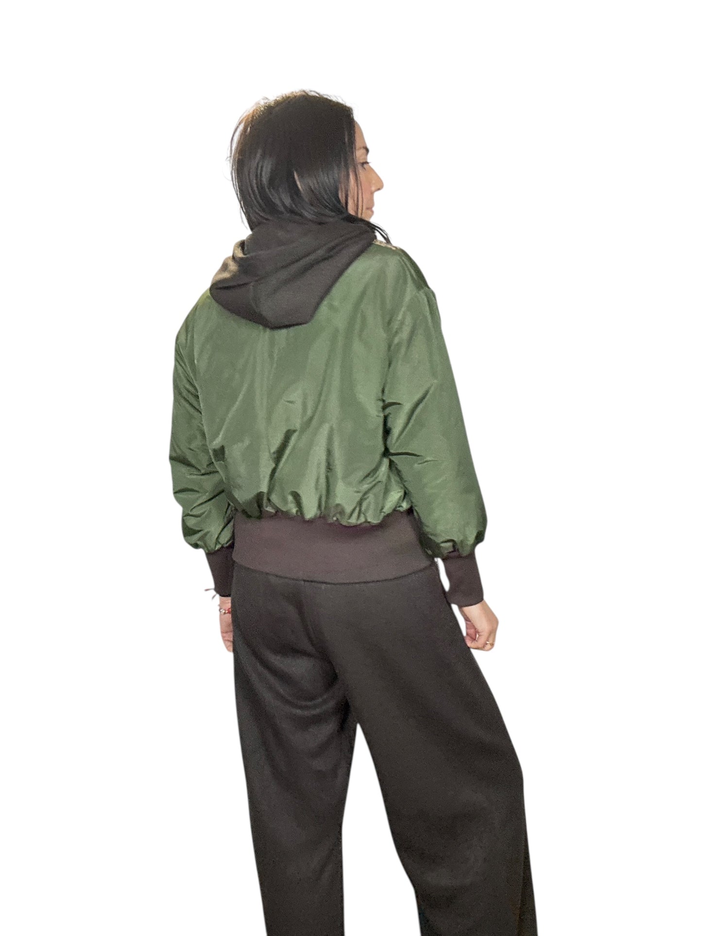 BOMBER VERDE CON INSERTO IN PIEDE POULE SUSY MIX