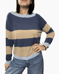 MAGLIA FLUIDA A RIGHE CON PROFILO SUSY MIX - XE BLU ABBIGLIAMENTO