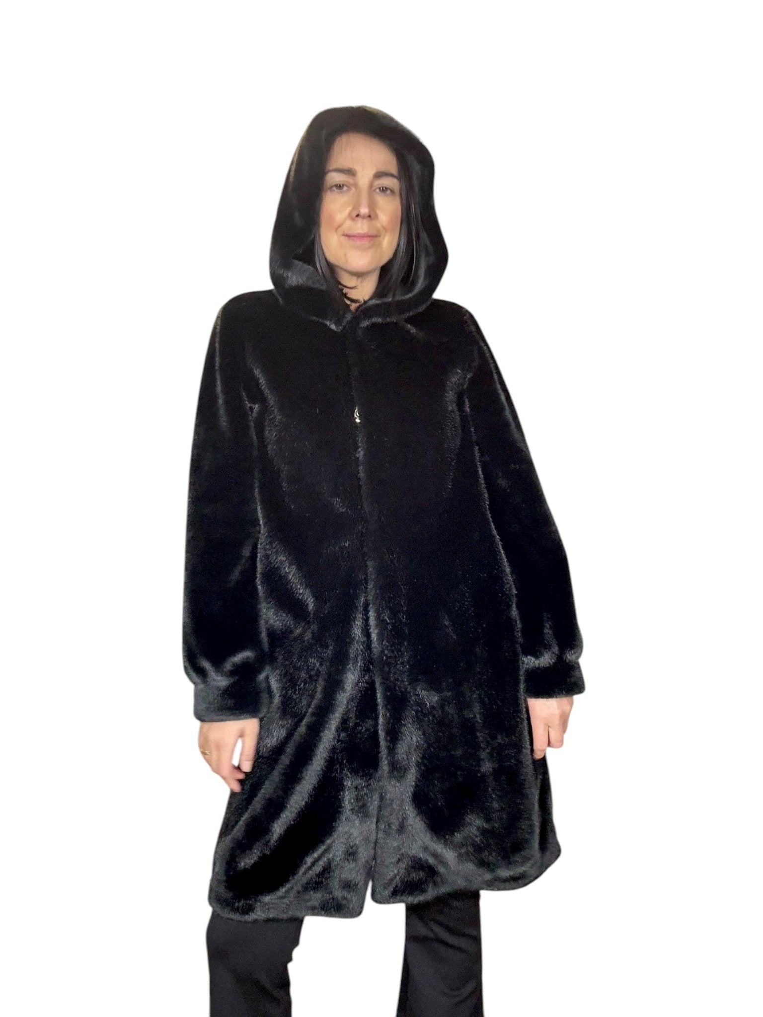 PELLICCIA LUNGA CON CAPPUCCIO SUSY MIX - XE BLU ABBIGLIAMENTO