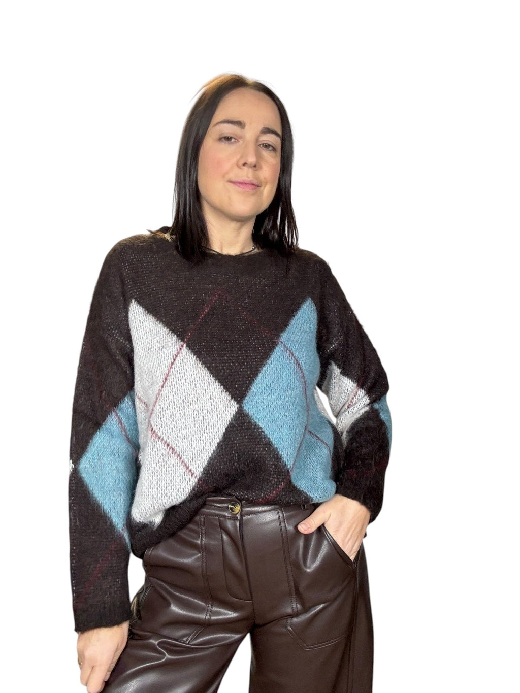 MAGLIA CON ROMBI GRANDI SUSY MIX - XE BLU ABBIGLIAMENTO