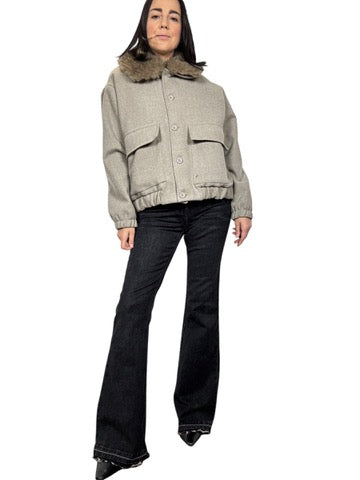 BOMBER CON COLLETTO IN ECOPELLICCIA SUSY MIX