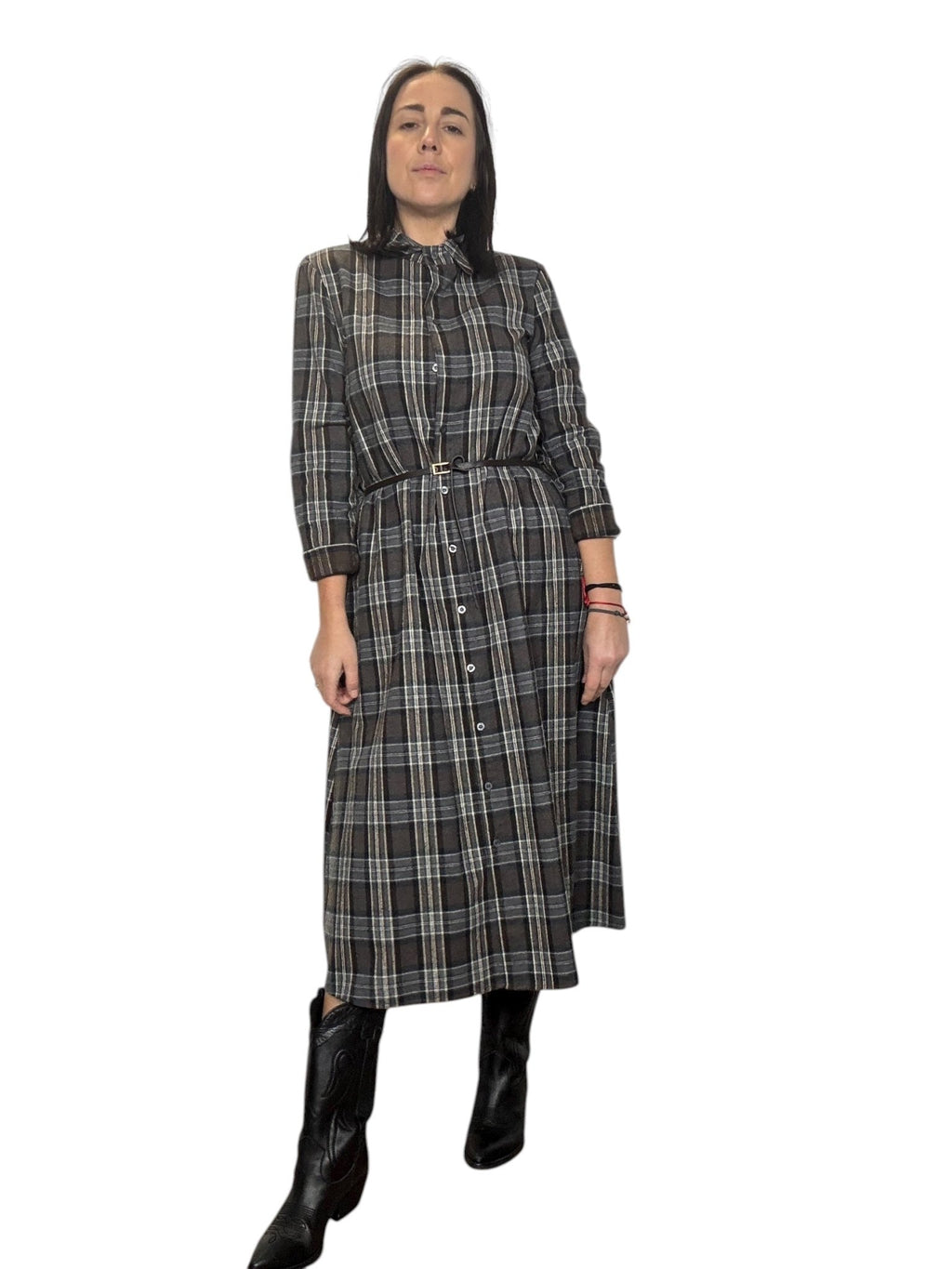 ABITO CHEMISIER CHECK GRIGIO SUSY MIX - XE BLU ABBIGLIAMENTO