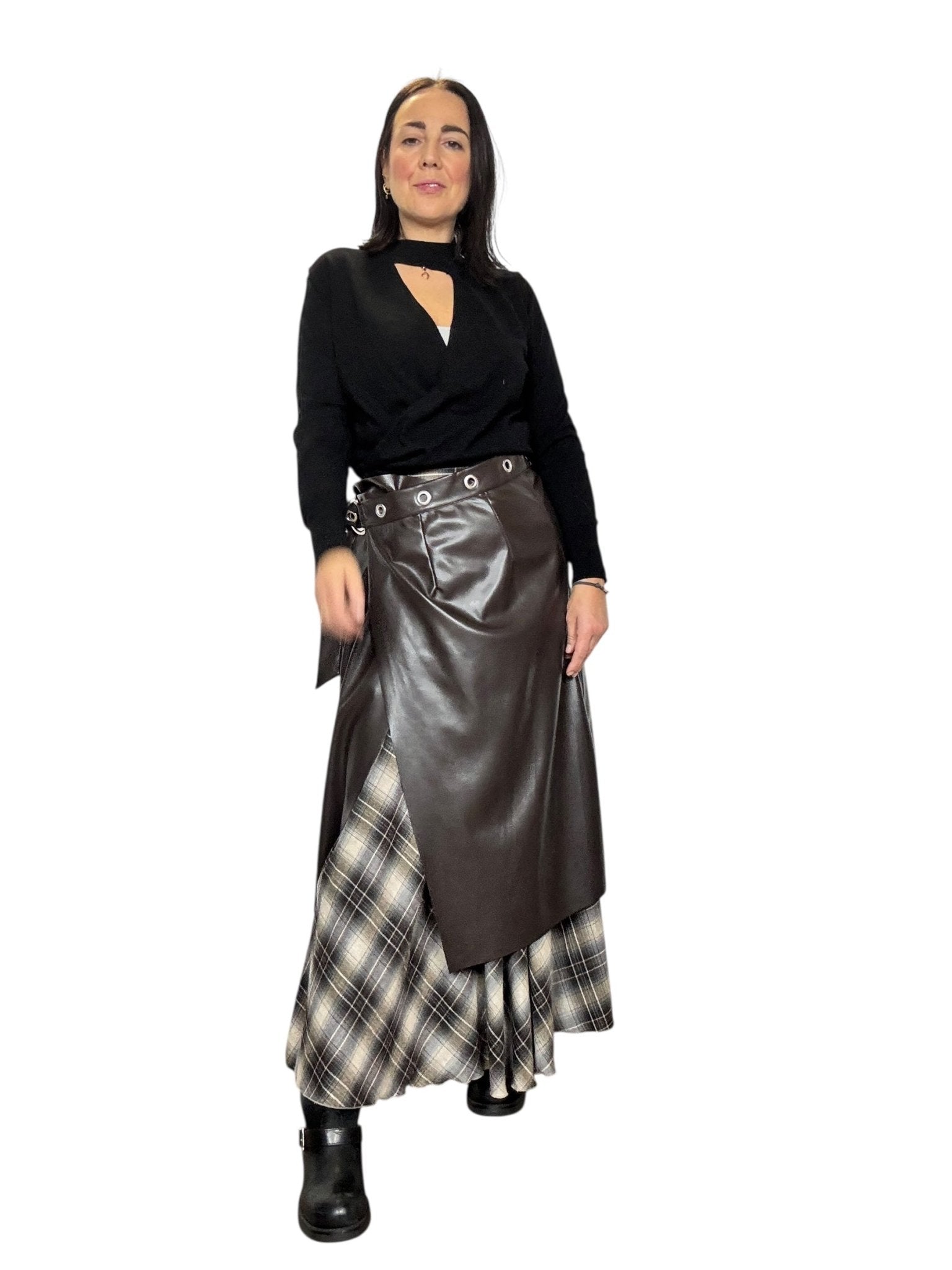 GONNA DOPPIA CHECK+ECOPELLE DIXIE - XE BLU ABBIGLIAMENTO