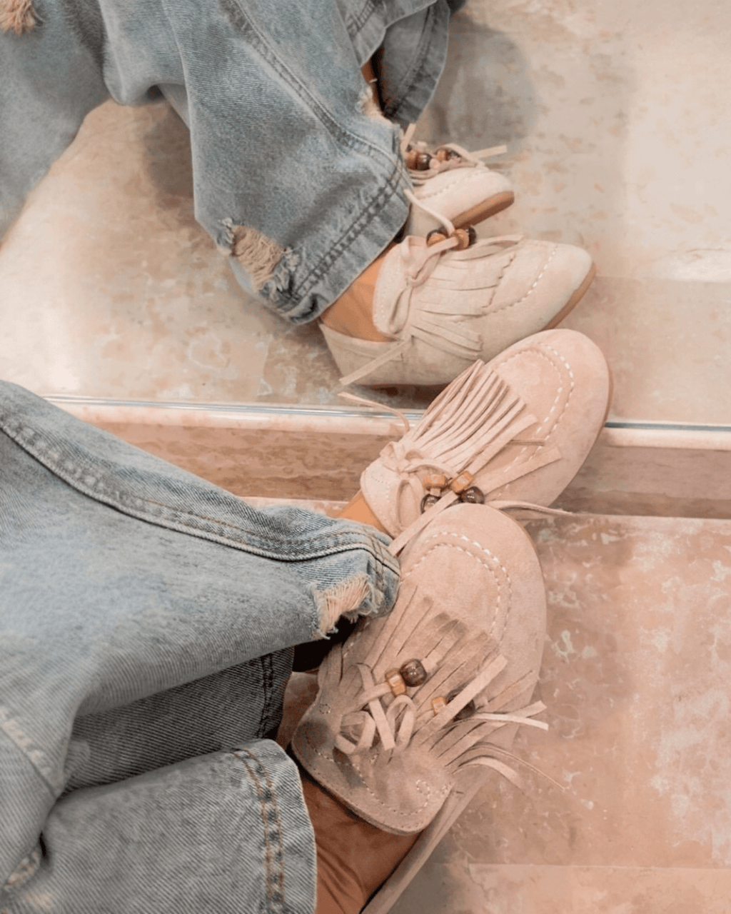 MOCASSINO CON FRANGE SUSY MIX - XE BLU ABBIGLIAMENTO