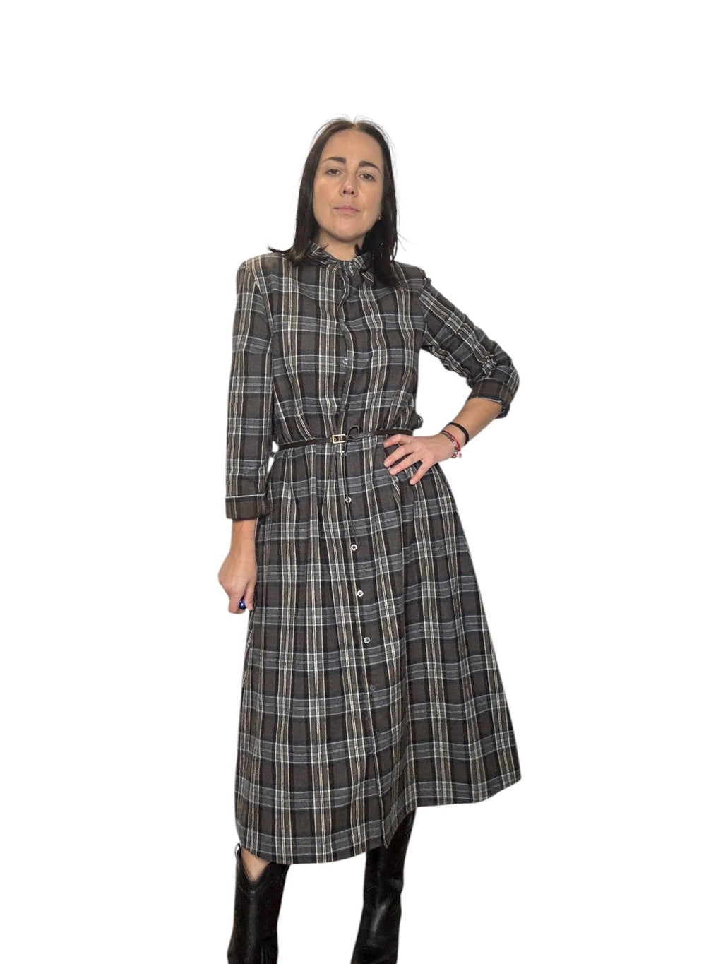 ABITO CHEMISIER CHECK GRIGIO SUSY MIX - XE BLU ABBIGLIAMENTO