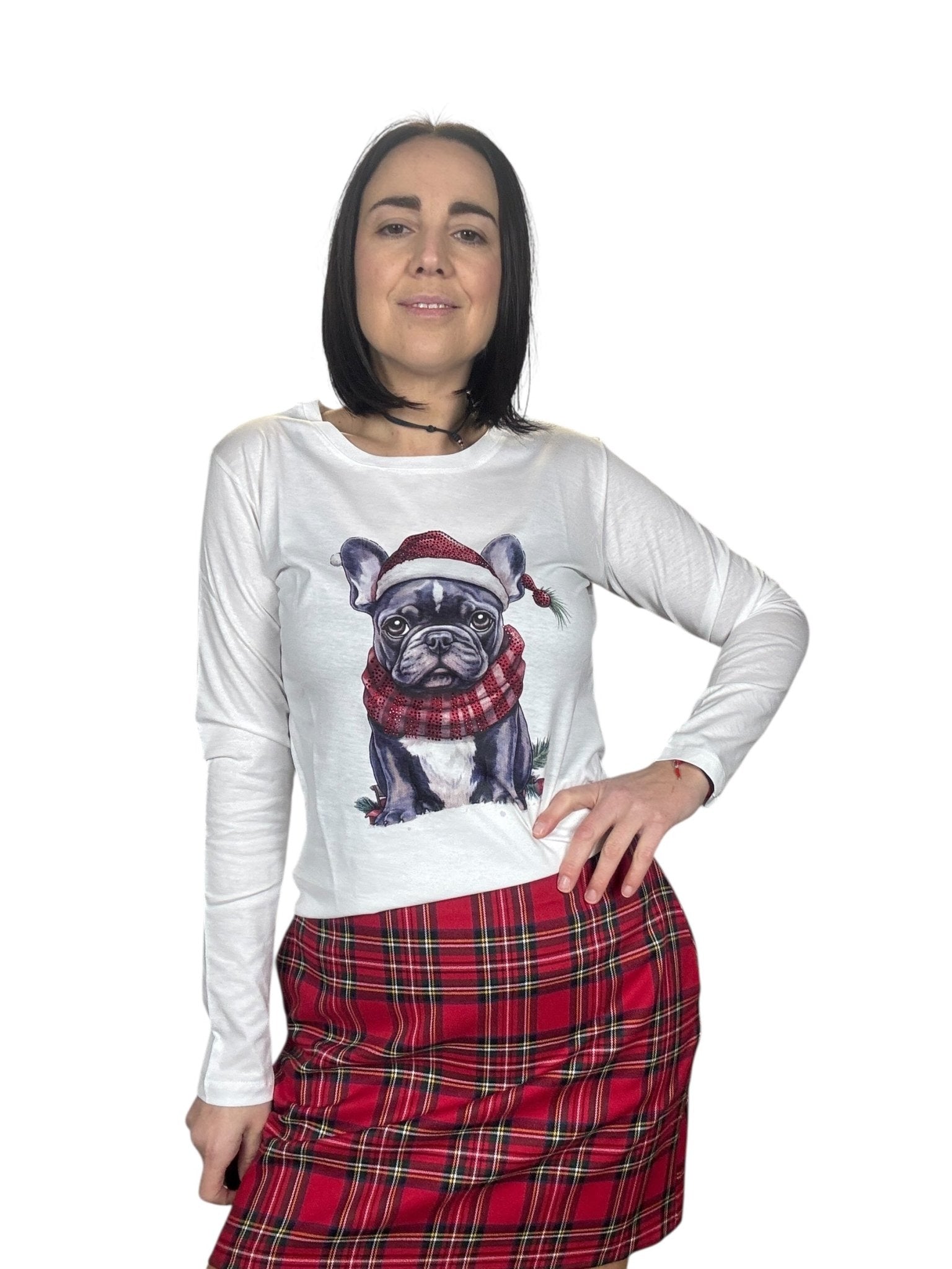 T - SHIRT BULLDOG NATALE SUSY MIX - XE BLU ABBIGLIAMENTO