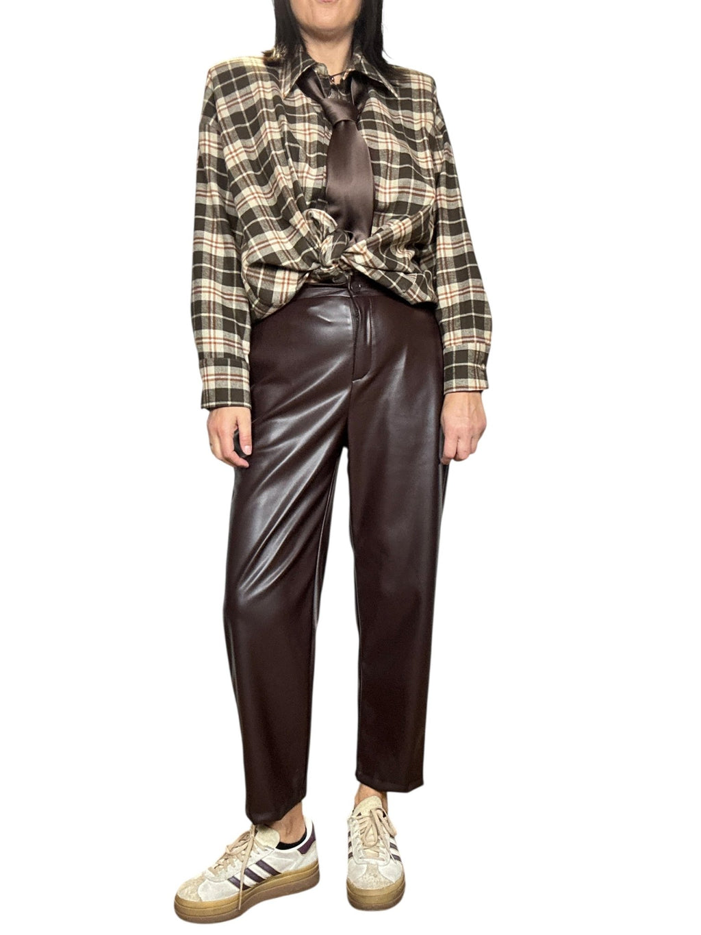 PANTALONE A UOVO IN ECOPELLE VICOLO - XE BLU ABBIGLIAMENTO