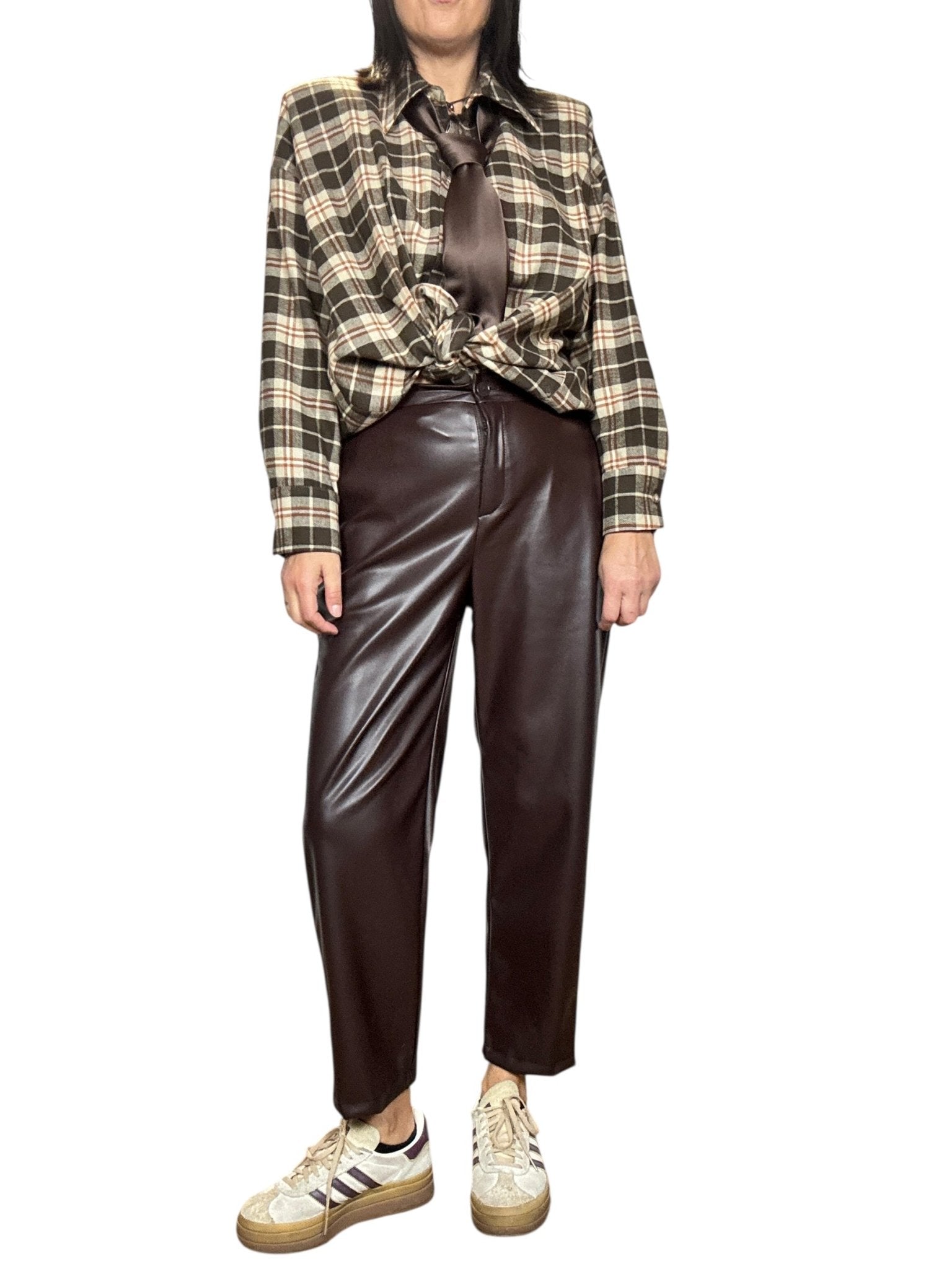 PANTALONE A UOVO IN ECOPELLE VICOLO - XE BLU ABBIGLIAMENTO