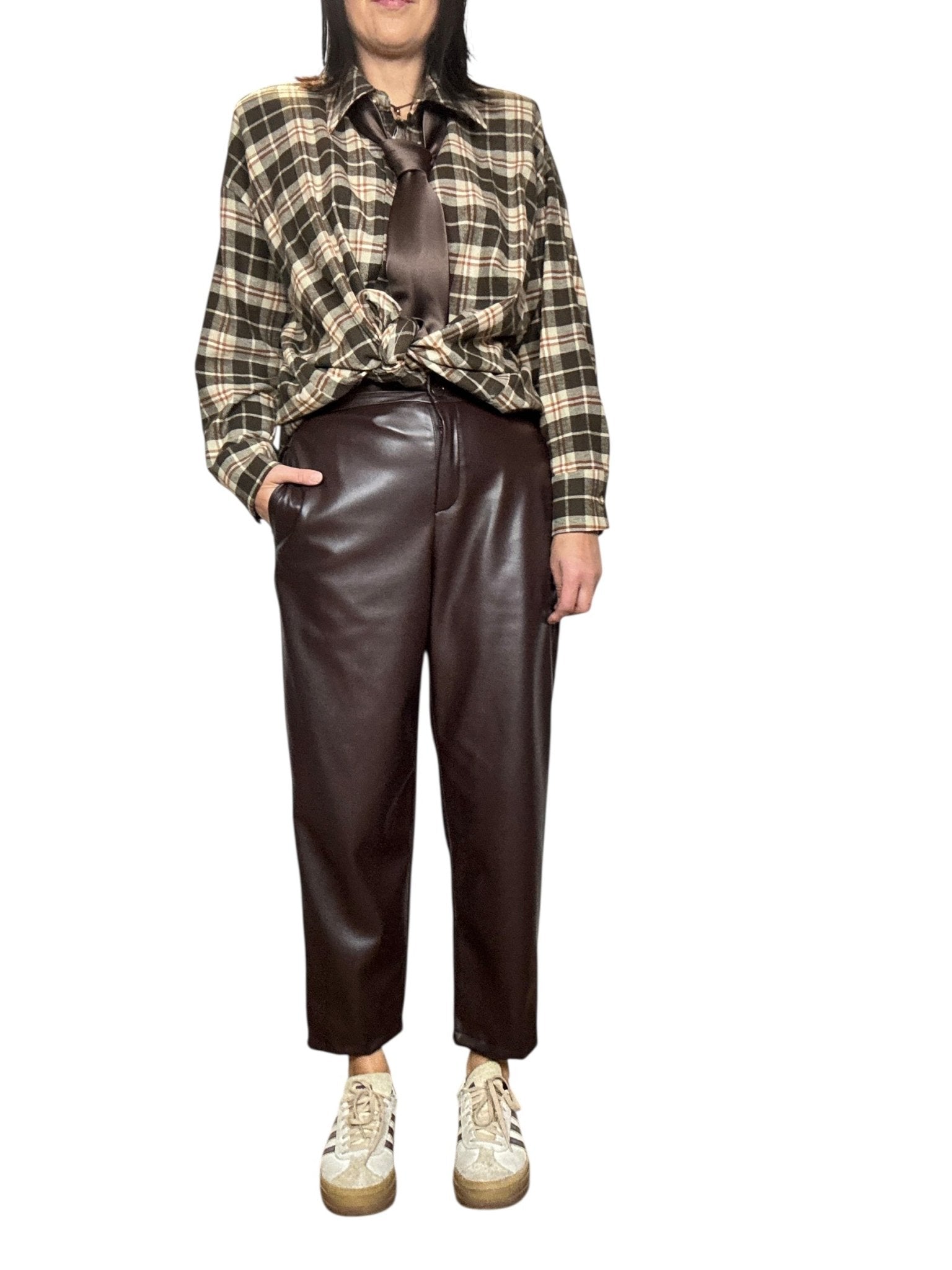 PANTALONE A UOVO IN ECOPELLE VICOLO - XE BLU ABBIGLIAMENTO