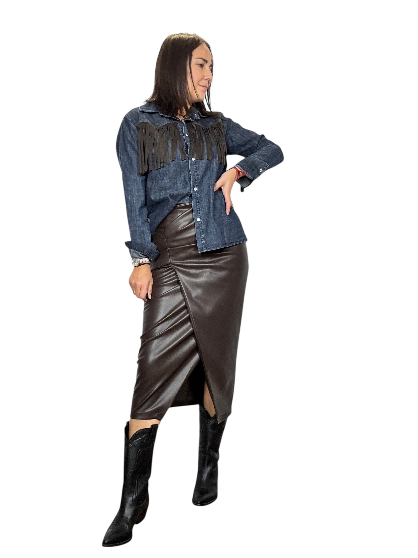CAMICIA IN JEANS CON FRANGE SUSY MIX