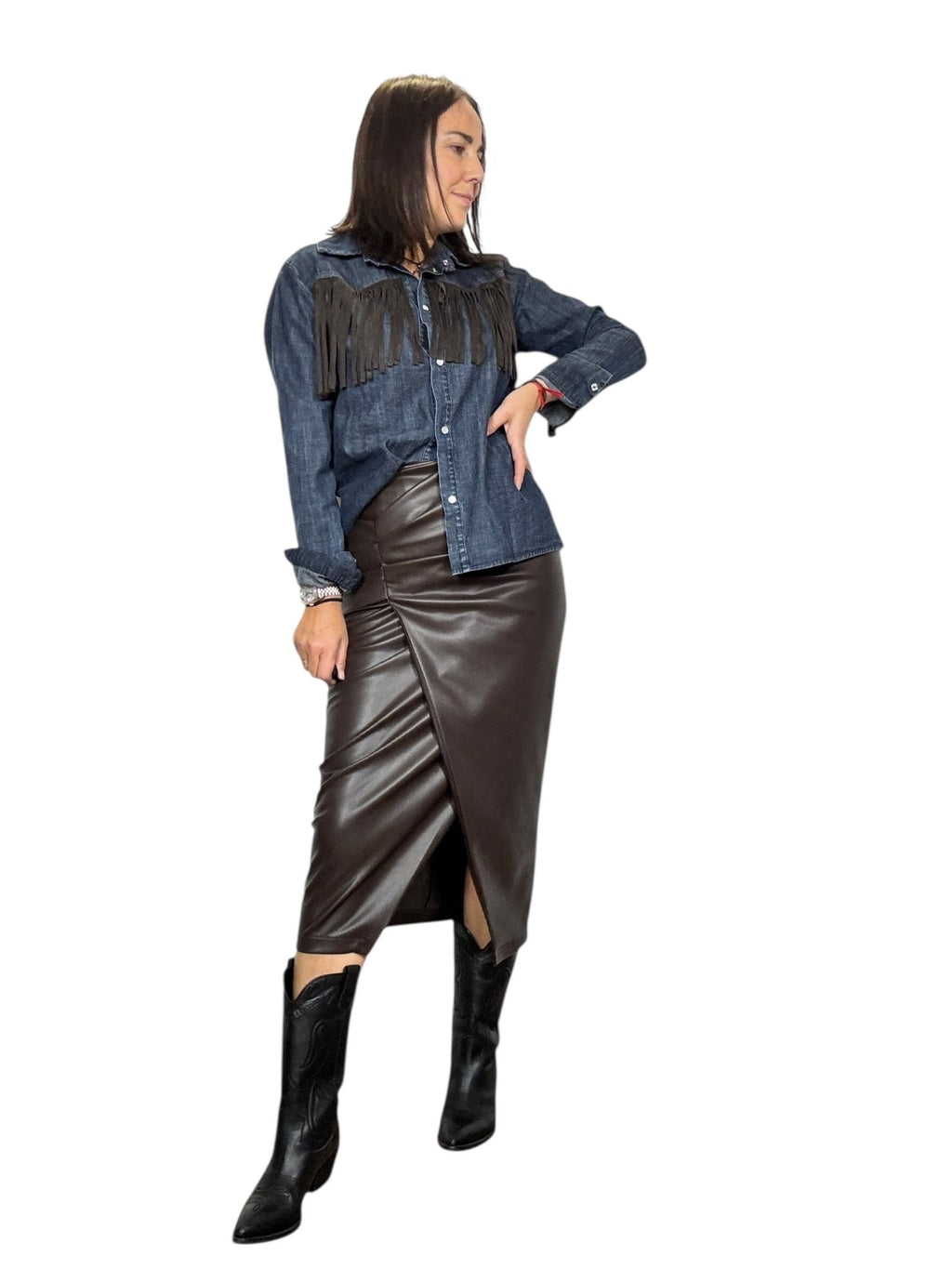 GONNA A TUBINO IN ECOPELLE SUSY MIX - XE BLU ABBIGLIAMENTO