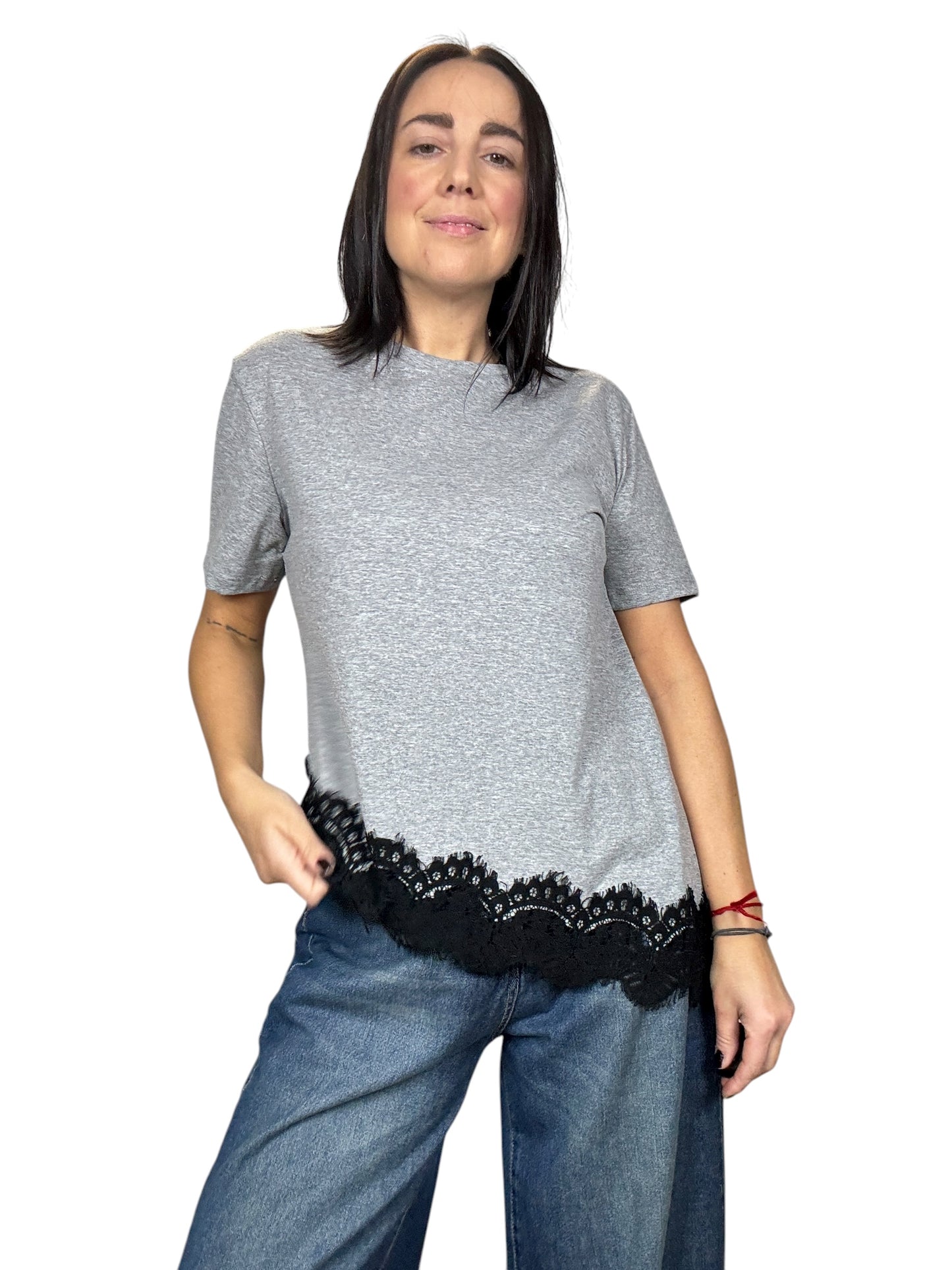 T-SHIRT INSERTO PIZZO TENSIONE IN