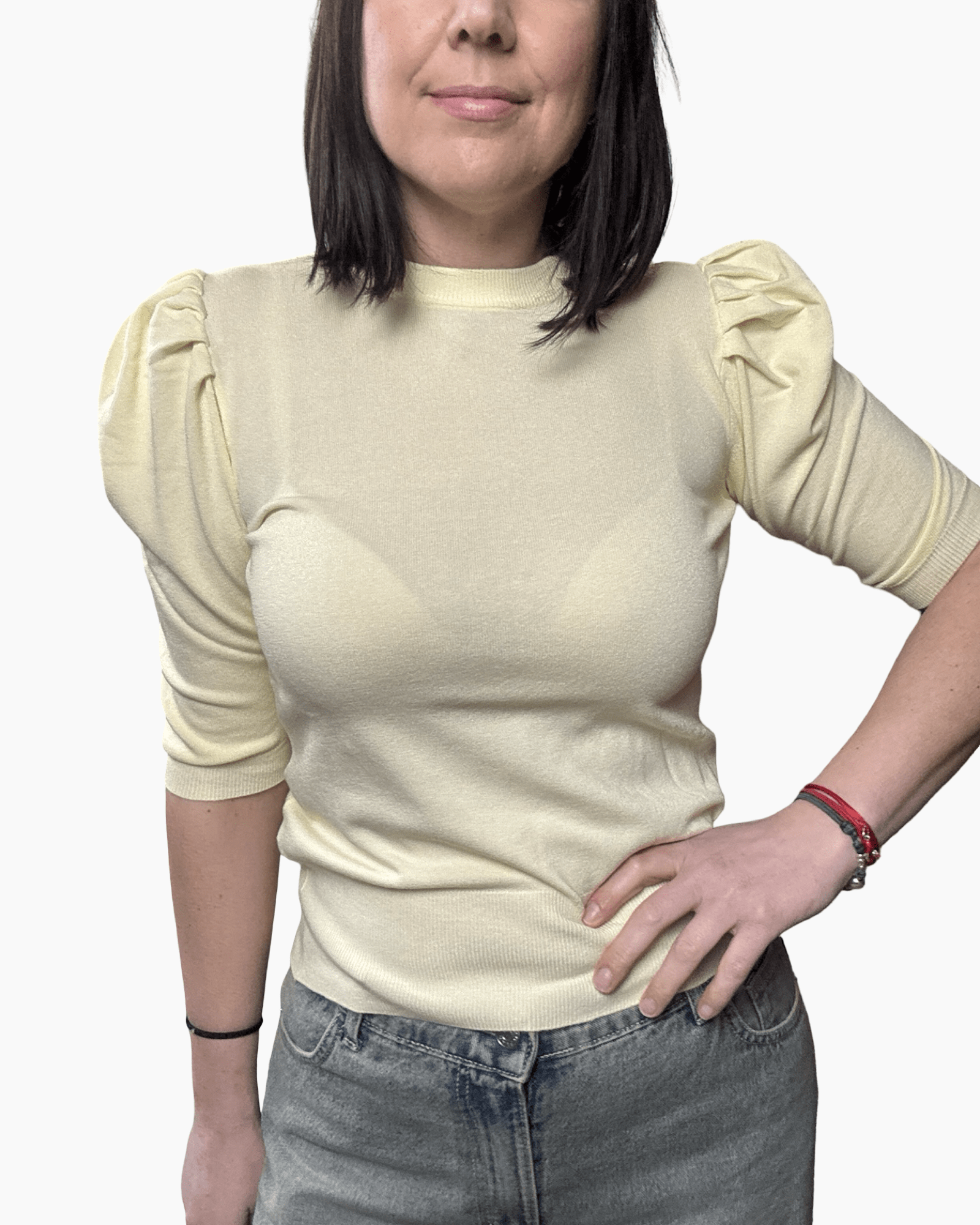 MAGLIA MANICA A SBUFFO HAVEONE - XE BLU ABBIGLIAMENTO