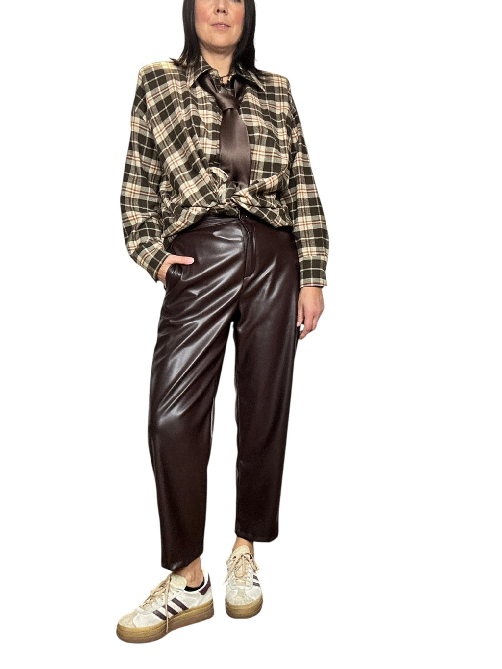 PANTALONE A UOVO IN ECOPELLE VICOLO - XE BLU ABBIGLIAMENTO