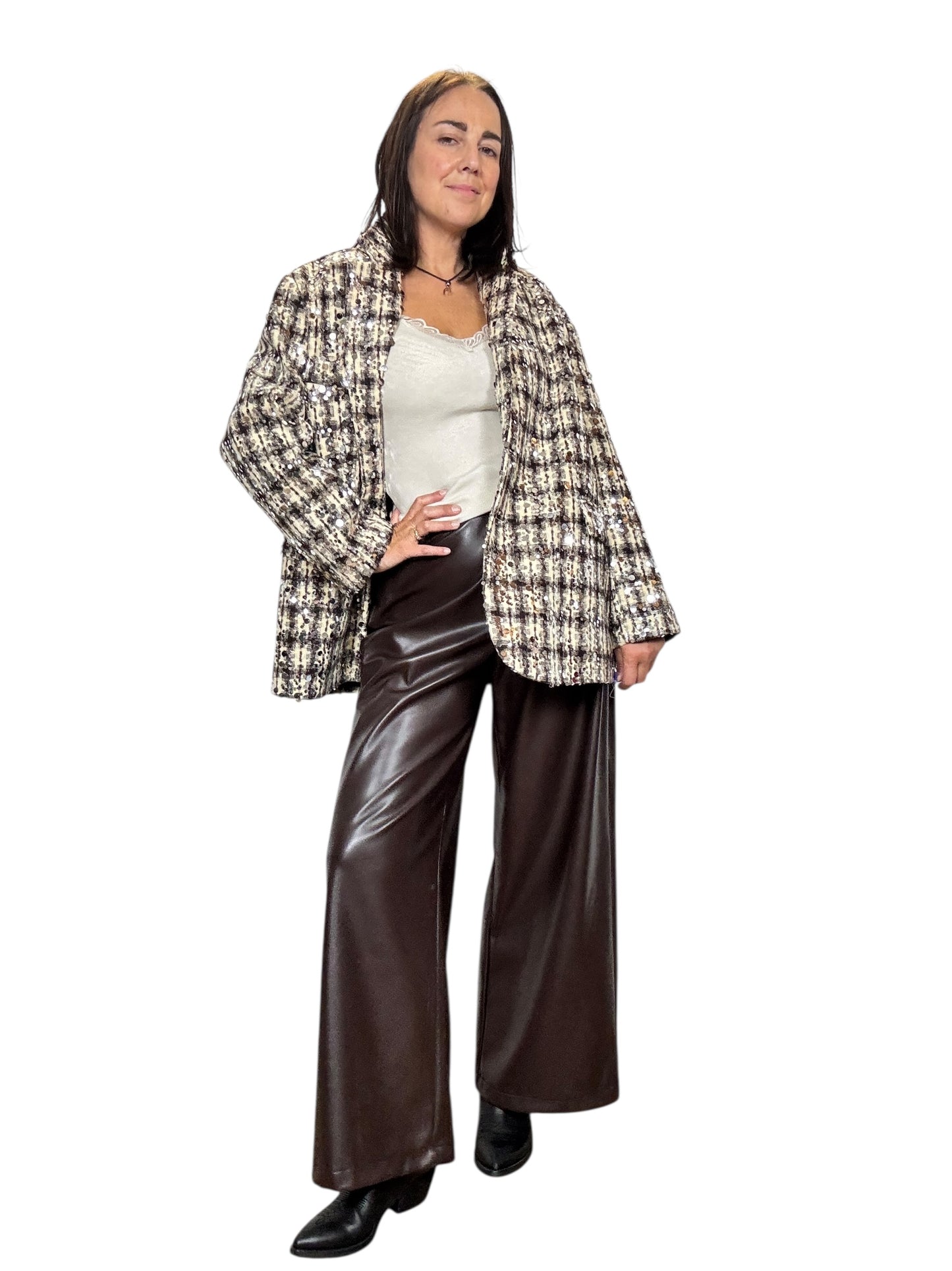 GIACCA CHECK CON PAILLETTES SUSY MIX